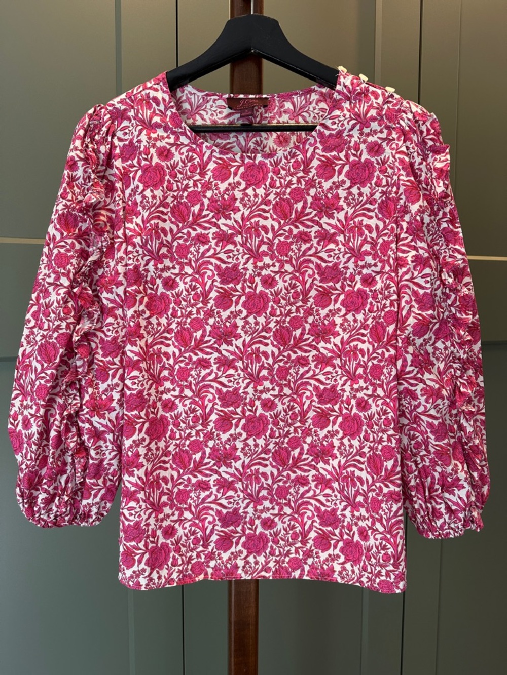 J. Crew Liberty of London Pink Floral Puff-Sleeve Sambourne Blouse - Picture 2 of 7